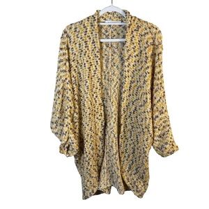 MINKPINK Yellow Brown Textured Knit Open Cardigan Size XS/S Boho Cottagecore